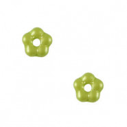 Czech glass beads flower 5mm - Alabaster Light olive green 02010-29375
